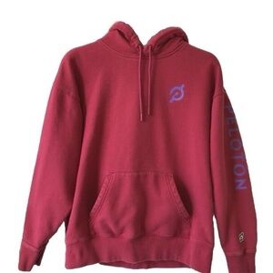 Peloton Womens Fuchsia Long Sleeve Drawstring Fleece Pullover Hoodie Size Small